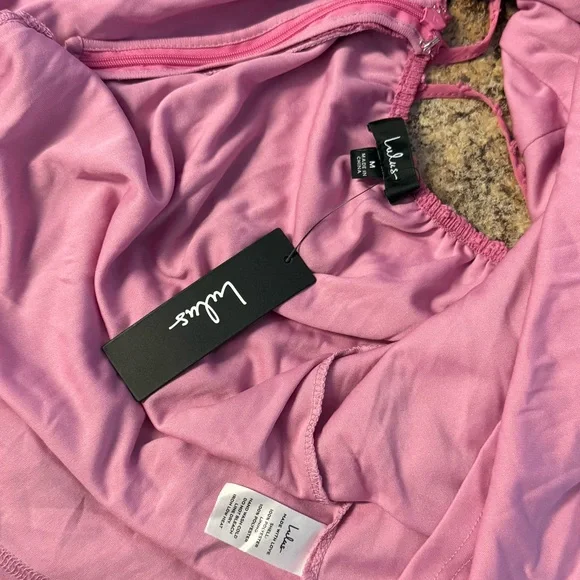 Lulus Longing And Love Pink Swiss Dot Dress Medium - Picture 4 of 9